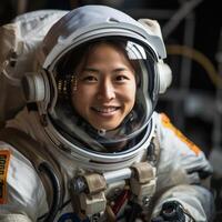 smiling astronaut in spacesuit photo