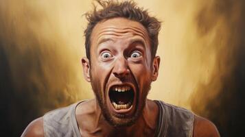 man with shocked expression on face photo