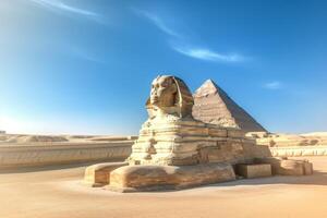 ancient egyptian sphinx and pyramids in the desert photo