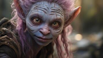 Mysterious fantasy creature with piercing eyes photo