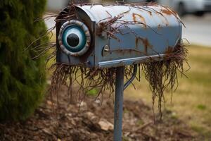 Whimsical rustic mailbox with eye catching details photo