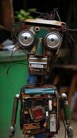 Quirky robot made from recycled electronics photo