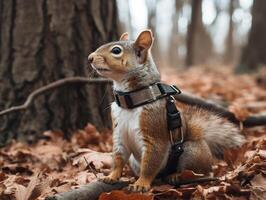 curious squirrel in the forest photo