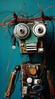 Quirky robot made from electronic components photo