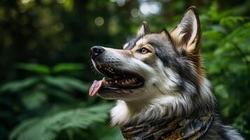 Majestic wolf in the forest photo