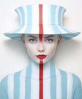 striking portrait of a person in a colorful striped outfit photo