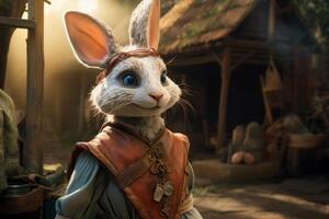 Whimsical portrait of a rabbit in fantasy costume photo