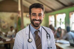 smiling doctor in medical office photo