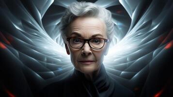 Powerful senior woman with determined expression photo