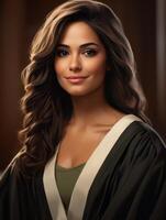 Glamorous woman with dark hair and makeup photo
