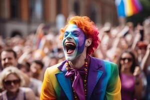 Colorful and expressive face at a parade or festival photo