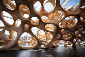 abstract architectural design with organic shapes and patterns photo