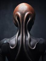 Surreal creature with tentacles emerging from the back photo