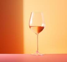 glass of rose wine on orange background photo