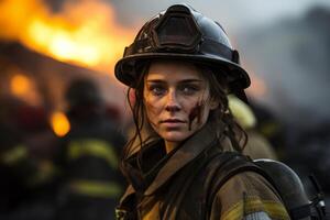 firefighter in action during emergency response photo