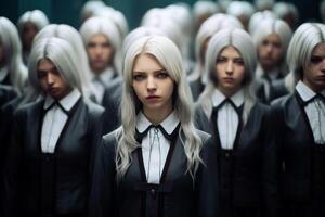 Mysterious group of people in formal attire photo
