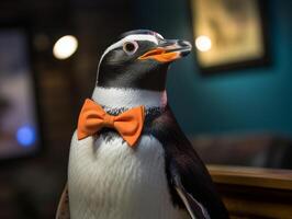 Dapper penguin in a bow tie photo