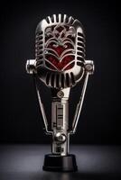 Vintage microphone with ornate design photo