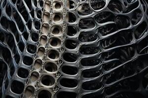 Abstract metallic structure with intricate patterns photo