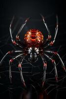 Intense close up of a large red and black spider photo