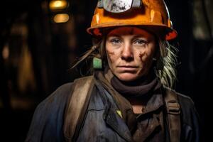 Hardworking firefighter with determined expression photo