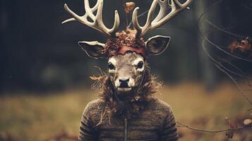 mysterious deer like creature in the woods photo