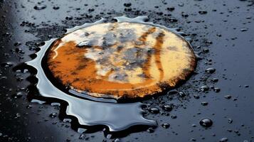 Puddle reflection of a full moon photo