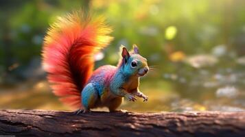 Colorful squirrel in nature photo