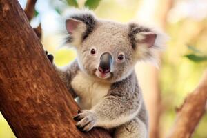 Adorable koala bear in tree photo