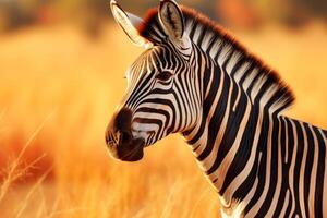 close up of a zebra in the wild photo
