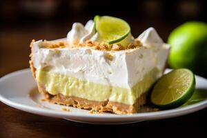 Delicious lime cream pie with graham cracker crust photo