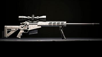 Tactical sniper rifle with scope and bipod photo