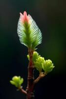 Closeup of a vibrant new growth leaf photo