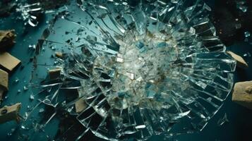Shattered glass texture with abstract patterns photo
