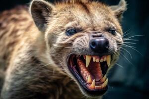 Ferocious wild animal with sharp teeth photo