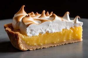 Delicious lemon meringue pie slice photo