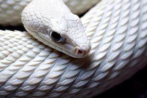 close up of a white snake with intricate scale patterns photo