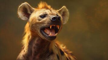 Ferocious hyena with sharp teeth and piercing eyes photo