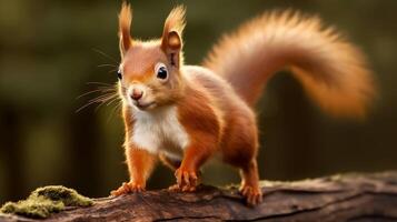 Curious squirrel on a tree branch photo