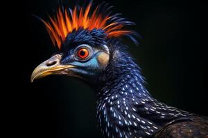 Vibrant feathered bird with striking colors and patterns photo