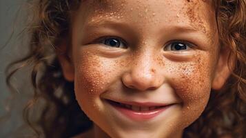 Smiling child with freckles photo