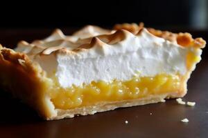 Delicious lemon meringue pie slice photo
