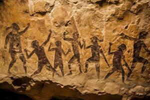 ancient cave paintings of human figures photo