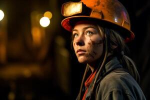 Determined firefighter with a serious expression photo