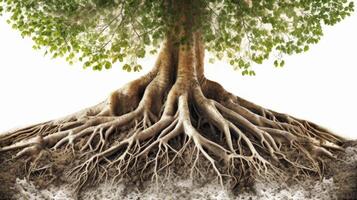 Majestic tree with expansive root system photo