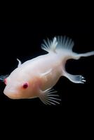 Ethereal albino fish with vibrant red eyes photo