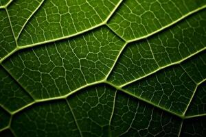 Close up view of intricate green leaf structure photo