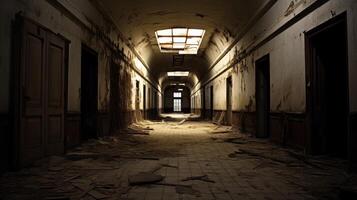 Abandoned hallway in an old building photo