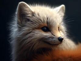 close up portrait of a fluffy white fox photo