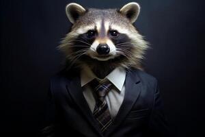 Raccoon in a business suit photo
